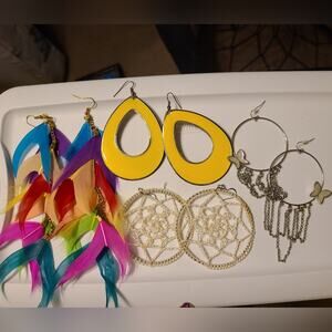 DONATING 5/1 >5/$40< Bohemian, Hippie Feather, Butterfly Earring Bundle
